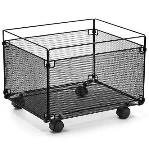 1 Pack Mesh Rolling File Carts with Wheels Hanging Files Metal File Crate Org...