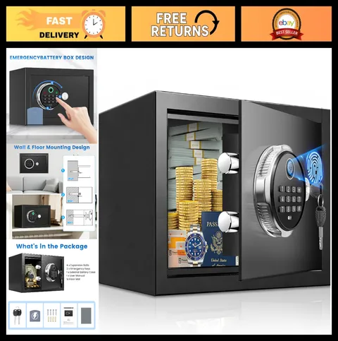 Compact Biometric Safe Box for Home Security - Small Size (7.87"D x 12.2"W x 7.8