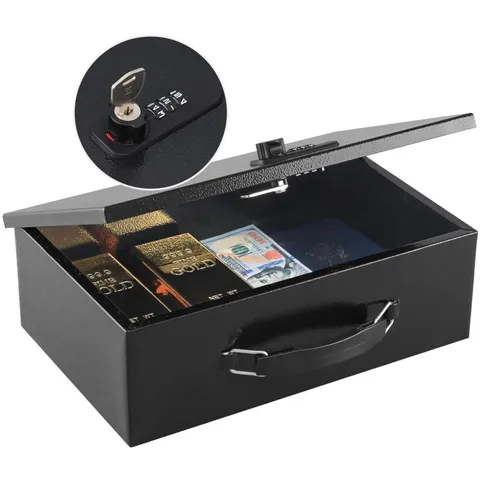 Fireproof Document Box with Dual Combination and Key Lock