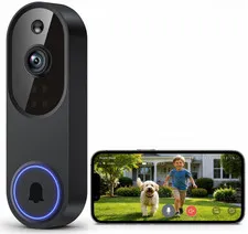 Videoportero WiFi 1080P Inalámbrico con Audio, Visión Nocturna y Detección IA
