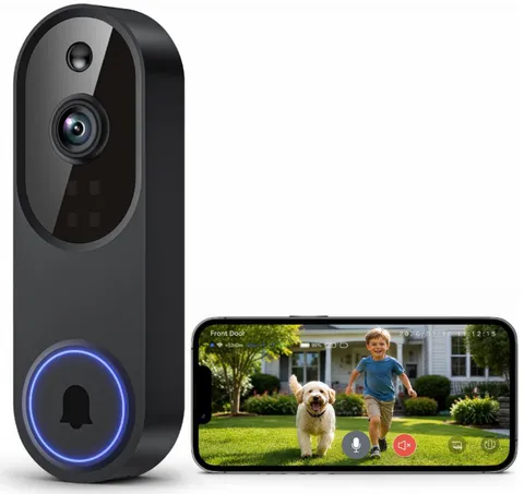 Videoportero WiFi 1080P Inalámbrico con Audio, Visión Nocturna y Detección IA