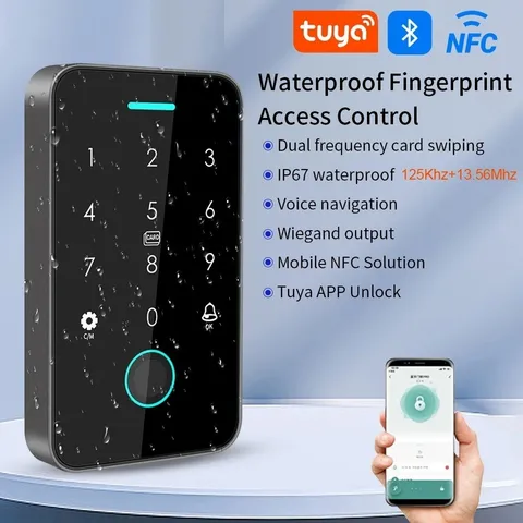 Fingerprint Access Keypad Tuya NFC 125K RFID 13.56M IC WG26 Door Reader Unlock