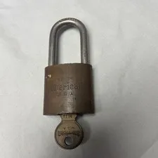 Vintage American Hardened Brass  Padlock with 1 Key