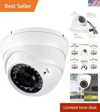 Weatherproof HD 1080P Dome Security Camera with Manual Zoom and Night Vision