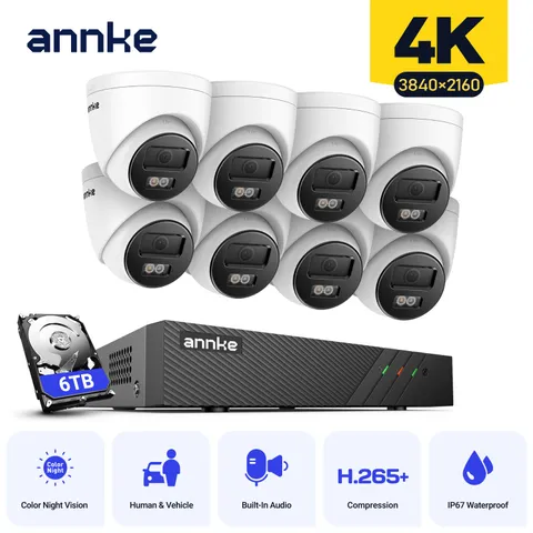 ANNKE 4K Color Night Vision PoE Security Camera System 8CH NVR Audio Recording