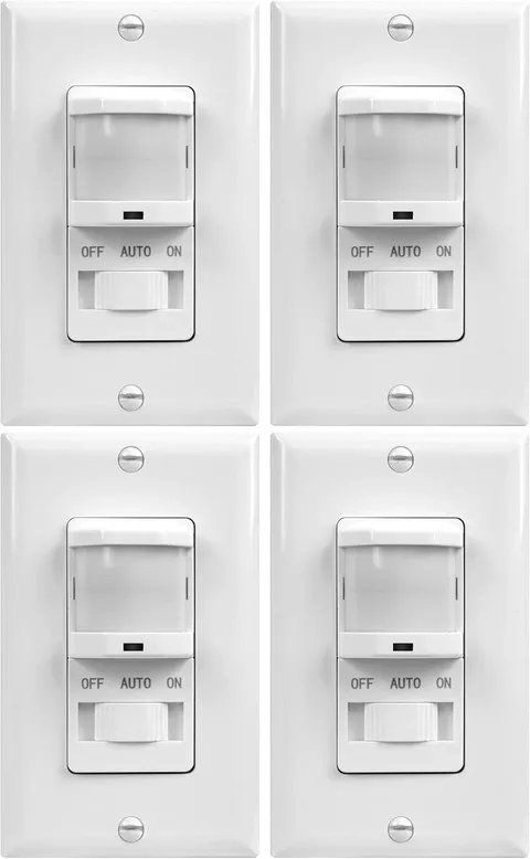 In-Wall PIR Motion Sensor Switch, 4 Pack, 500W, Neutral Wire Required