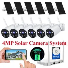 Wireless Solar Battery Powered Wifi Home Security Camera System Outdoor Audio IR