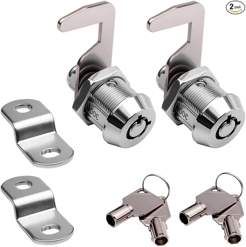 Toolbox Lock Tubular Cam Replacement Color: Chrome Pack of 2 Size: 5/8 Inch