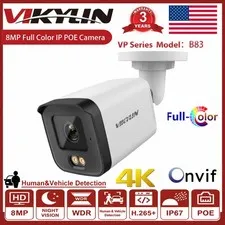Vikylin 4K 8MP PoE Security IP Camera Full Color Human Vehicle detection ONVIF