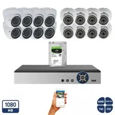 Evertech 16x Security Camera System Set HD CCTV Dome Camera 4TB HDD cable power