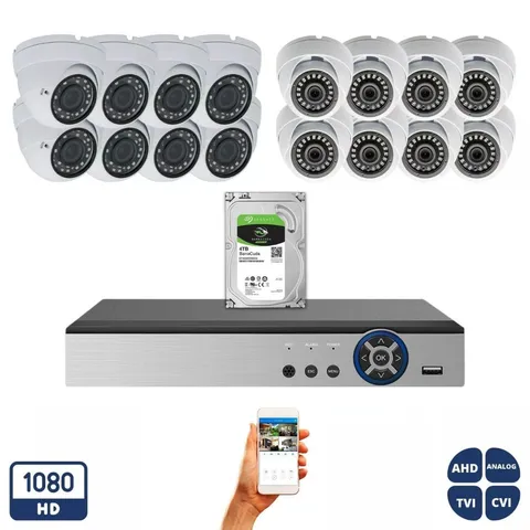 Evertech 16x Security Camera System Set HD CCTV Dome Camera 4TB HDD cable power