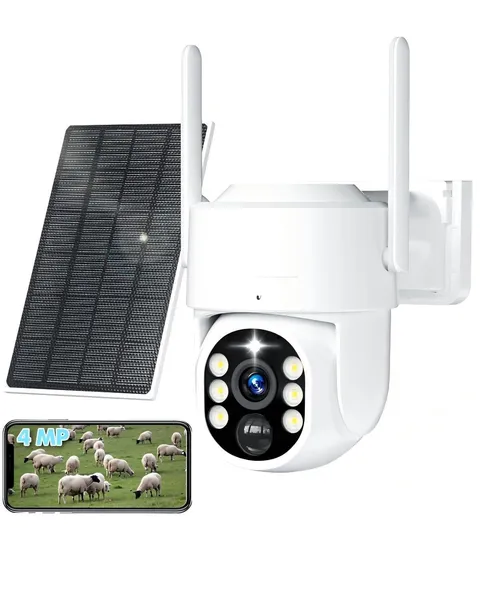4G LTE Solar Security Camera Outdoor, No WiFi, 2K Video, Multi-Functional Night