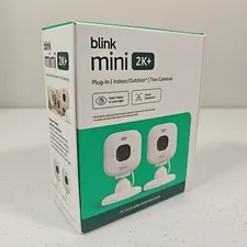 NEW 2 PACK Blink Mini 2k+ Cameras Indoor/Outdoor Plug-in 2K Video WHITE