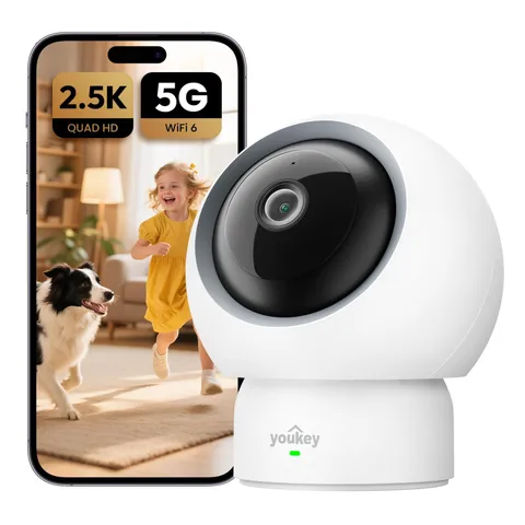 2.5K Indoor Camera, No Monthly Fees, Pan-Tilt, 360° Dog/Pet Camera for Home S...