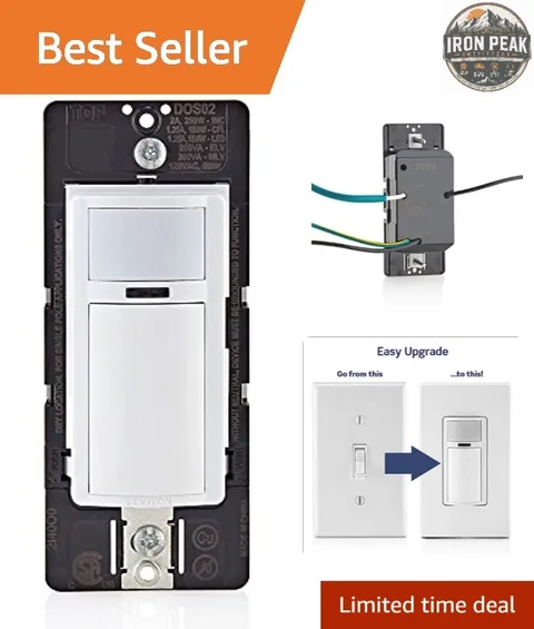 Motion Sensor Light Switch 180° PIR White Auto-On/Off Single Pole 2A