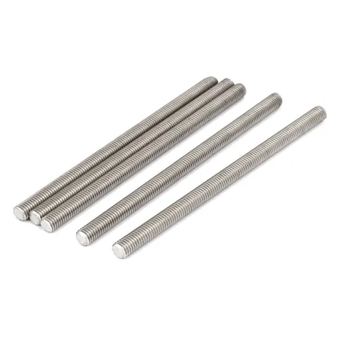 M8 x 140mm 304 Stainless Steel Fully Threaded Silver Flash Rods 5pcs