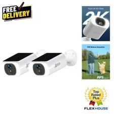 2-Cam Solar-Powered Security Camera Pack with Live Alerts & Alexa Compatibility