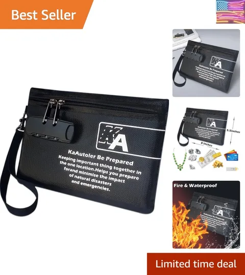 Small Fireproof Bag with Lock, Waterproof Money Bag with Zipper Pouch Envelop...