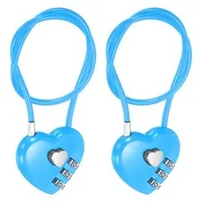 Combination Padlock (11.8 Inch, Blue)(2 Pcs), 3-Digit Heart Shaped Combo Padlock