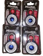 4 Pack Master Lock Magnified Combination Padlock 1588D Blue Level 3