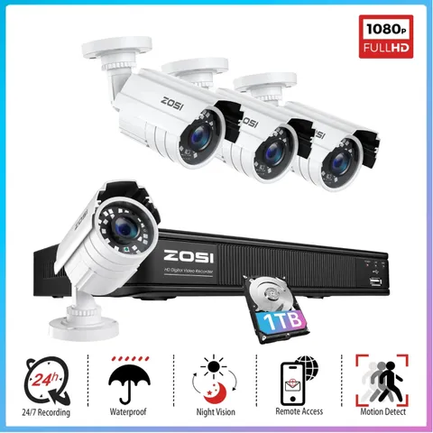 ZOSI H.265+ 5MP-Lite DVR Home Security 2MP Camera System Outdoor CCTV Cam 1TB