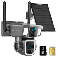 4G LTE Cellular Security Camera Outdoor, 4K Wireless Solar Bullet-PTZ Cam, 3 ...