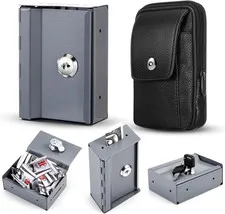2 Pcs Portable Lock Metal Pocket with Waist Bag for Winners Bank Casino Large Ca