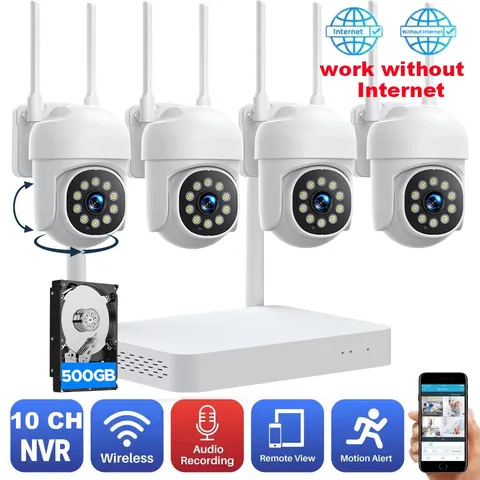 WIFI Security Camera Audio System Outdoor 1080P Wireless CCTV 10CH NVR H.265 HDD
