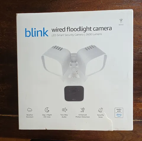 NEW Blink Wired Floodlight Camera HD Smart Security Cam Alexa Sealed - White