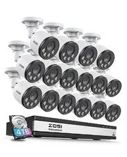 16CH 4K PoE Security Camera System,16pcs 4MP 4MP PoE-16CH+16Cam+4TB