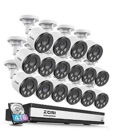 16CH 4K PoE Security Camera System,16pcs 4MP 4MP PoE-16CH+16Cam+4TB