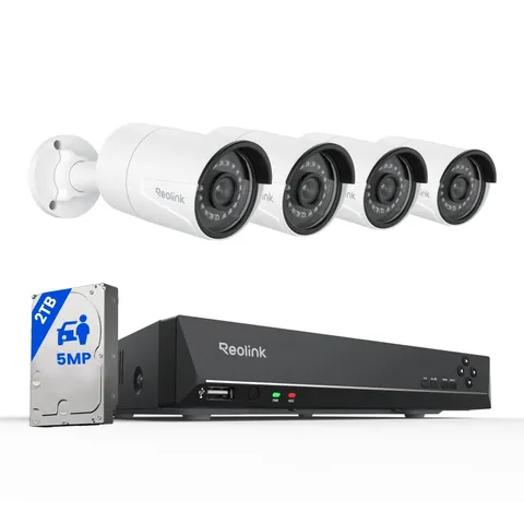 REOLINK 8CH 5MP PoE Security Camera System with 2TB HDD RLK8-410B4-5MP White