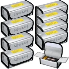 Aliceset 8 Pcs Lipo Battery Bag Fireproof Explosion Proof Storage 185x60x75mm
