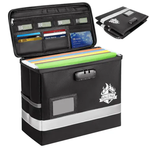 Fireproof Document Box with Lock Portable Fireproof Bag Waterproof Safe