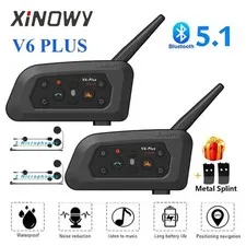 V6 plus Motorcycle Helmet Bluetooth Headset Intercom 1200M Interphone
