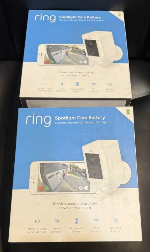 2-PACK - RING Spotlight Cam Battery Outdoor Security Camera & Spotlight - NEW