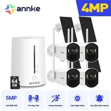 ANNKE Wireless 4MP Color Night Security Camera System Solar Power Two Way Audio