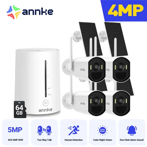 ANNKE Wireless 4MP Color Night Security Camera System Solar Power Two Way Audio
