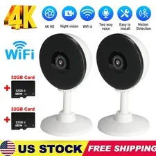 4K 2 Camaras De Seguridad Para Casa Interior 5G WiFi Con Audio y Visión Nocturna