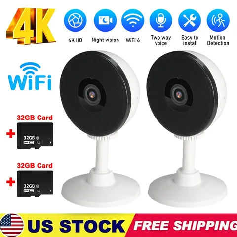 4K 2 Camaras De Seguridad Para Casa Interior 5G WiFi Con Audio y Visión Nocturna