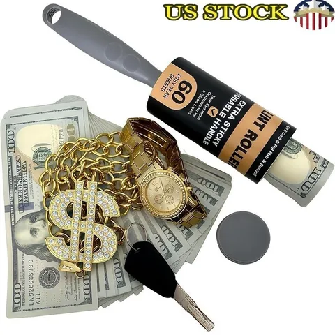 Lint Roller w/Secret Safe Compartment 2 in 1 Hidden Storage for Cash & Valuables