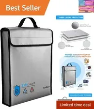 Fireproof Waterproof Document Bag with Zipper,Heat Insulated Upgraded Firepro...