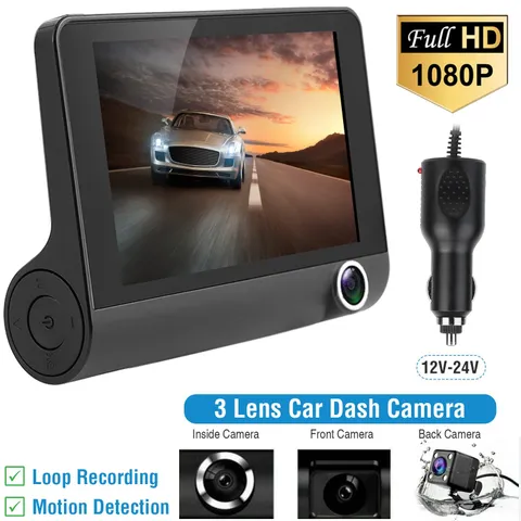 FHD1080P 4" Dual Lens Car DVR Rearview Video Dash Cam Recorder Camera G-Sensor