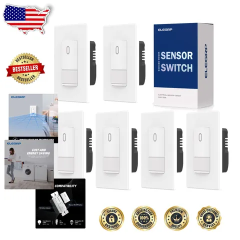 Motion Sensor Switch 6 Pack - Easy Install, /CUL Listed, 5VA Rated