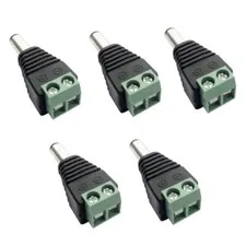 5pcs Male DC Jack 5.5 x 2.1mm 12V Power Plug Adaptor Connector CCTV LED