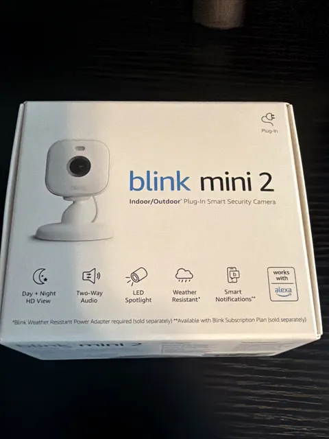 Blink Mini 2 Smart Security Camera 2nd Gen Indoor Outdoor White 1080p HD Alexa