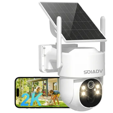 Solar Security Cameras Wireless Outdoor - 2K Pan Tilt 360° View WiFi 6 Home S...