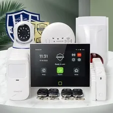 HOMSECUR Wireless WIFI 4G 2G LCD Home Security 7" Alarm System with Panic Button