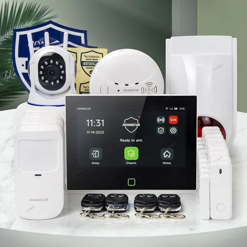 HOMSECUR Wireless WIFI 4G 2G LCD Home Security 7" Alarm System with Panic Button
