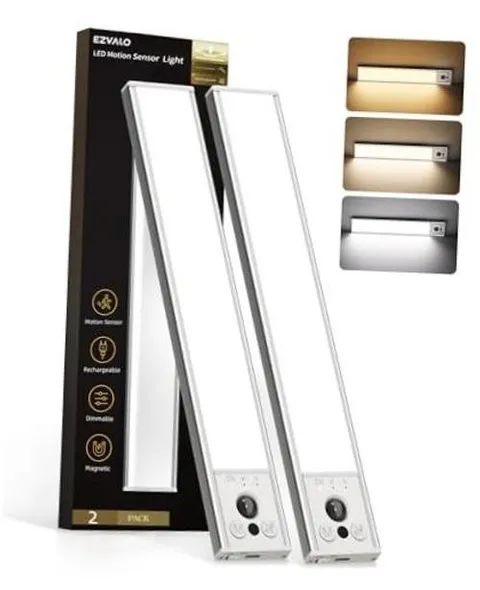 Under Cabinet Lighting, 2 Pack 2400mAh Rechargeable 10inch 3 Color Light